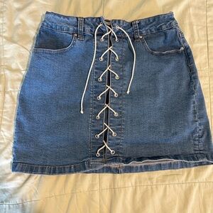 PacSun Denim Lace-Up Mini Skirt